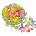 ลูกปัดอะคริลิค 8มม. ลายเกล็ดหิมะ สีใส (80 กรัม) SKU-13095