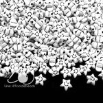 ลูกปัดอะคริลิค 10มม. ลายดาวยิ้ม พื้นขาว สีสด (100 กรัม) SKU-12920