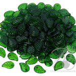 จี้อะคริลิค 9*14มม. ลายใบไม้ สีเขียวเข้มใส (10 กรัม) SKU-17765