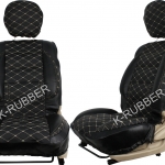 ชุดหุ้มเบาะรถยนต์VIP แบบสวมทับ ขนาดFree Size ชุดคู่หน้า 2 ชิ้น (สีดำด้ายครีม)