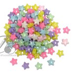 ลูกปัดอะคริลิค 11มม. ลายดาวอ้วน คละสีหวาน (500 กรัม) SKU-11964