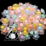 ลูกปัดอะคริลิค 16มม. ลายดอกซากุระสอดไส้ คละสีขุ่นใส (10 กรัม) SKU-13371