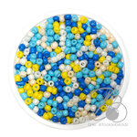 OK Brand ลูกปัดเม็ดทราย 8/0 โทนด้าน สีฟ้ามินเนี่ยน (100 กรัม) SKU-14366