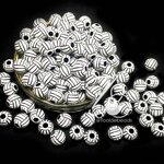 ลูกปัดอะคริลิค 11มม. ลายลูกวอลเลย์บอล พื้นขาว สีสด (100 กรัม) SKU-12923