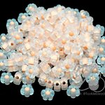 ลูกปัดอะคริลิค 13มม. ลายดอกซากุระเล็กสอดไส้ สีส้มขุ่นใส (10 กรัม)