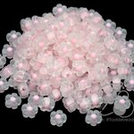 ลูกปัดอะคริลิค 13มม. ลายดอกซากุระเล็กสอดไส้ สีชมพูอ่อนขุ่นใส (10 กรัม)