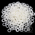 ลูกปัดมุกพลาสติก 11มม. ลายห่วงโบ๋ไม่มีรูร้อย สีครีม (80 กรัม) SKU-15289