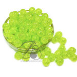 ลูกปัดอะคริลิค 12มม. ลายเกล็ดหิมะ สีเขียวตอง สีใส (80 กรัม) SKU-13110