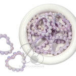 ลูกปัดอะคริลิค 42มม. ลายหัวใจ เคลือบรุ้ง สีม่วง (10 กรัม) SKU-16988
