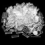 ลูกปัดอะคริลิค 4*19มม. ลายแท่งเหลี่ยมยาว สีใส (100 กรัม) SKU-13330