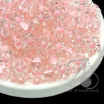 ลูกปัดอะคริลิค 13มม. ลายดอกซากุระเล็กสอดไส้ สีชมพูใส (10 กรัม)