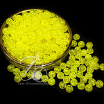 ลูกปัดอะคริลิค 8มม. ลายเกล็ดหิมะ สีเหลืองดอกคูณ สีใส (80 กรัม)