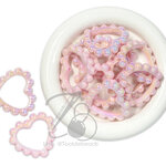 ลูกปัดอะคริลิค 42มม. ลายหัวใจ เคลือบรุ้ง สีชมพู (10 กรัม) SKU-16987
