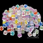 ลูกปัดอะคริลิค 8มม. ลายเต๋าสอดไส้ คละสีใส (10 กรัม) SKU-12424