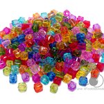 ลูกปัดอะคริลิค 8มม. ลายเต๋าเจีย คละสีใส (15 กรัม) SKU-11968