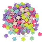 ลูกปัดอะคริลิค 11มม. ลายดอกไม้6แฉก คละสีหวาน (500 กรัม) SKU-12218