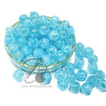 ลูกปัดอะคริลิค 12มม. ลายเกล็ดหิมะ สีฟ้า สีใส (80 กรัม) SKU-13075