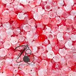 ลูกปัดอะคริลิค 8*10มม. ตัวครอบดอกไม้ โทนแดง สีหวาน (80 กรัม)