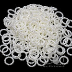 ลูกปัดมุกพลาสติก 13มม. ลายห่วงโบ๋ไม่มีรูร้อย สีครีม (80 กรัม) SKU-15261