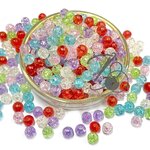 ลูกปัดอะคริลิค 8มม. ลายเกล็ดหิมะ โทนสีฟ้า-เขียว คละสีใส (80 กรัม) SKU-12911