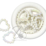 ลูกปัดอะคริลิค 42มม. ลายหัวใจ เคลือบรุ้ง สีขาว (10 กรัม) SKU-16989