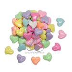 ลูกปัดอะคริลิค 16มม. ลายหัวใจโค้งแบน คละสีหวาน (500 กรัม) SKU-12095