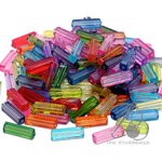 ลูกปัดอะคริลิค 4*19มม. ลายแท่งเหลี่ยมยาว คละสีใส (100 กรัม) SKU-11975