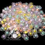 ลูกปัดอะคริลิค 13มม. ลายดอกซากุระเล็กสอดไส้ สีใส (10 กรัม) SKU-17143