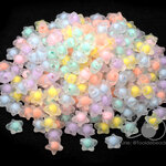 ลูกปัดอะคริลิค 10มม. ลายดาวเจียสอดไส้ คละสีขุ่นใส (10 กรัม) SKU-13389