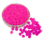 ลูกปัดอะคริลิค 8มม. ลายเกล็ดหิมะ สีชมพูเข้ม สีใส (80 กรัม)