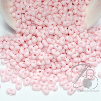 ลูกปัดพลาสติก 6มม. ลายเม็ดถั่ว สีชมพูอ่อน (80 กรัม)