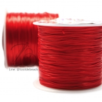 ไหมยืด เส้นแบน สีแดง (50 หลา)