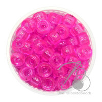 ลูกปัดกิโล ตราจระเข้ กระดูกงู 8มม. สีใส สีบานเย็น (100 กรัม)