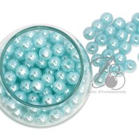 ลูกปัดมุกพลาสติก 8มม. สีฟ้าอ่อน (100 กรัม)