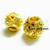 ลูกปัดเพชรกลม (High Quality) 8มิล สีทอง (1 ชิ้น)