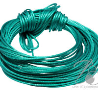 เชือกคอตตอน 1มม. เนื้อเงา สีเขียวน้ำทะเล (10 หลา)