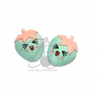 พลาสติกครึ่งซีก 16*19มม. ลายผลไม้ สีฟ้า (1 ชิ้น)