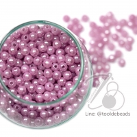 ลูกปัดมุกพลาสติก 5มม. สีม่วงหวาน (15 กรัม)