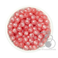 ลูกปัดกิโล ตราเสือ 6มม. โทนมุก สีแดง (100 กรัม)