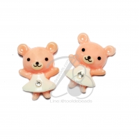 พลาสติกครึ่งซีก 15*21มม. ลายหมี สีส้ม (1 ชิ้น)