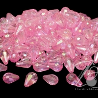 คริสตัลพลาสติก 8*12มม. หยดน้ำ สีชมพู (70 กรัม)