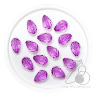 ลูกปัดสีใส 10*16มม. ลายหยดน้ำ สีม่วงชมพู (100 กรัม)