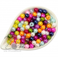 ลูกปัดมุกพลาสติก 6มม. คละสี (100 กรัม)