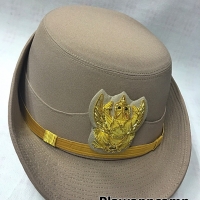 หมวกหม้อตาลข้าราชการ หน้าครุฑ สีกากี (ญ)