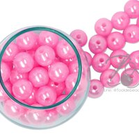 ลูกปัดมุกพลาสติก 12มม. สีชมพู (15 กรัม)