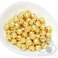 ลูกปัดพลาสติก 10มม. ทรงกลม สีทองอ่อน (10 กรัม)