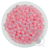 ลูกปัดพลาสติก เคลือบรุ้ง 6มม. ทรงกลม สีโอรสรุ้ง (80 กรัม)