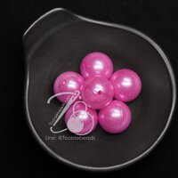 ลูกปัดมุกพลาสติก 20มม. สีชมพูเข้ม (100 กรัม)