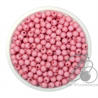 ลูกปัดอะคริลิค 4มม. ทรงกลม สีชมพู (500 กรัม)