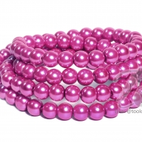 ลูกปัดมุกแก้ว 8มม. สีบานเย็น (110 เม็ด)
